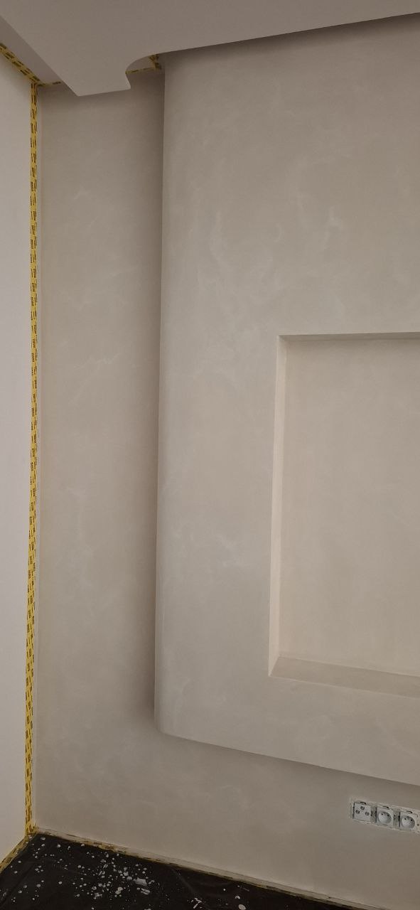 #24 Powder Stone Alkantarus suede-effect paint on a wall