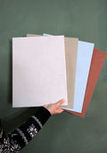 Marmorinus A4 lime plaster sample boards in several colours