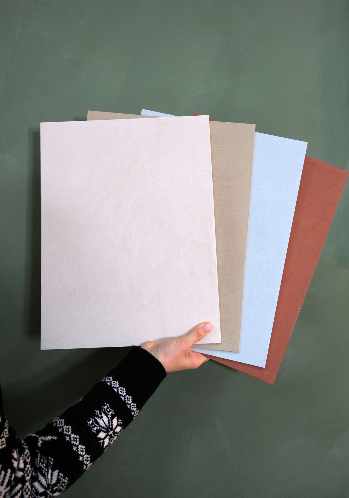 Marmorinus A4 lime plaster sample boards in several colours