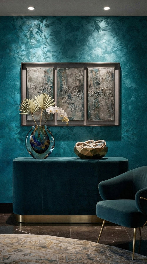 #1 Ocean Silk Saharus sand-effect paint on a wall