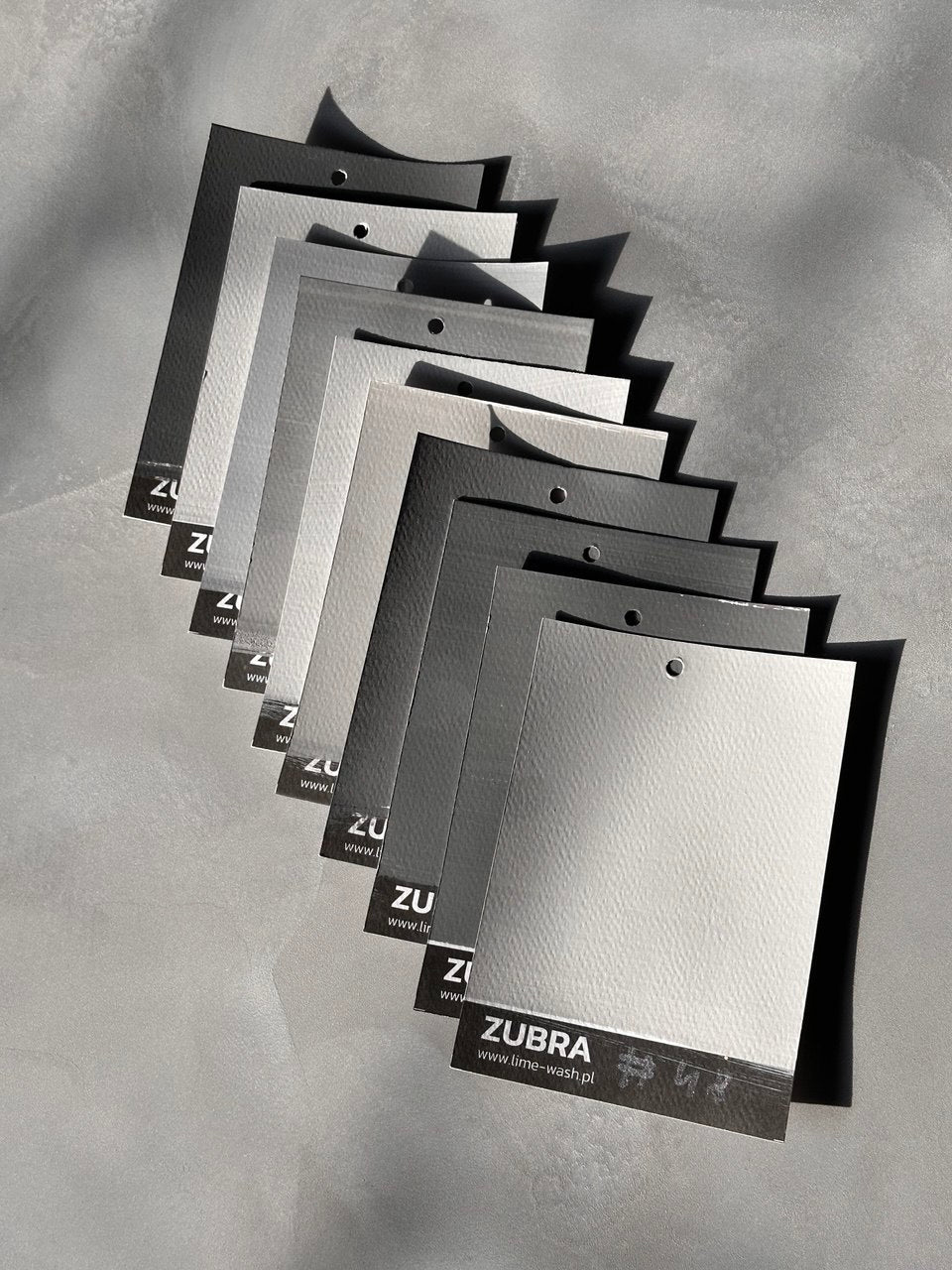 Soft Grey Limewash Colour Card set in grey shades