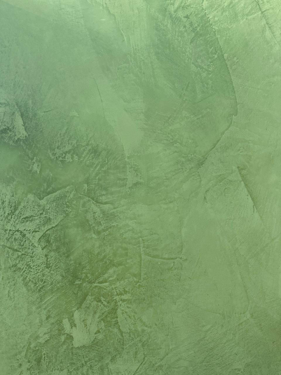 Mossy Green Marmorinus lime plaster, close-up of the marble-effect texture