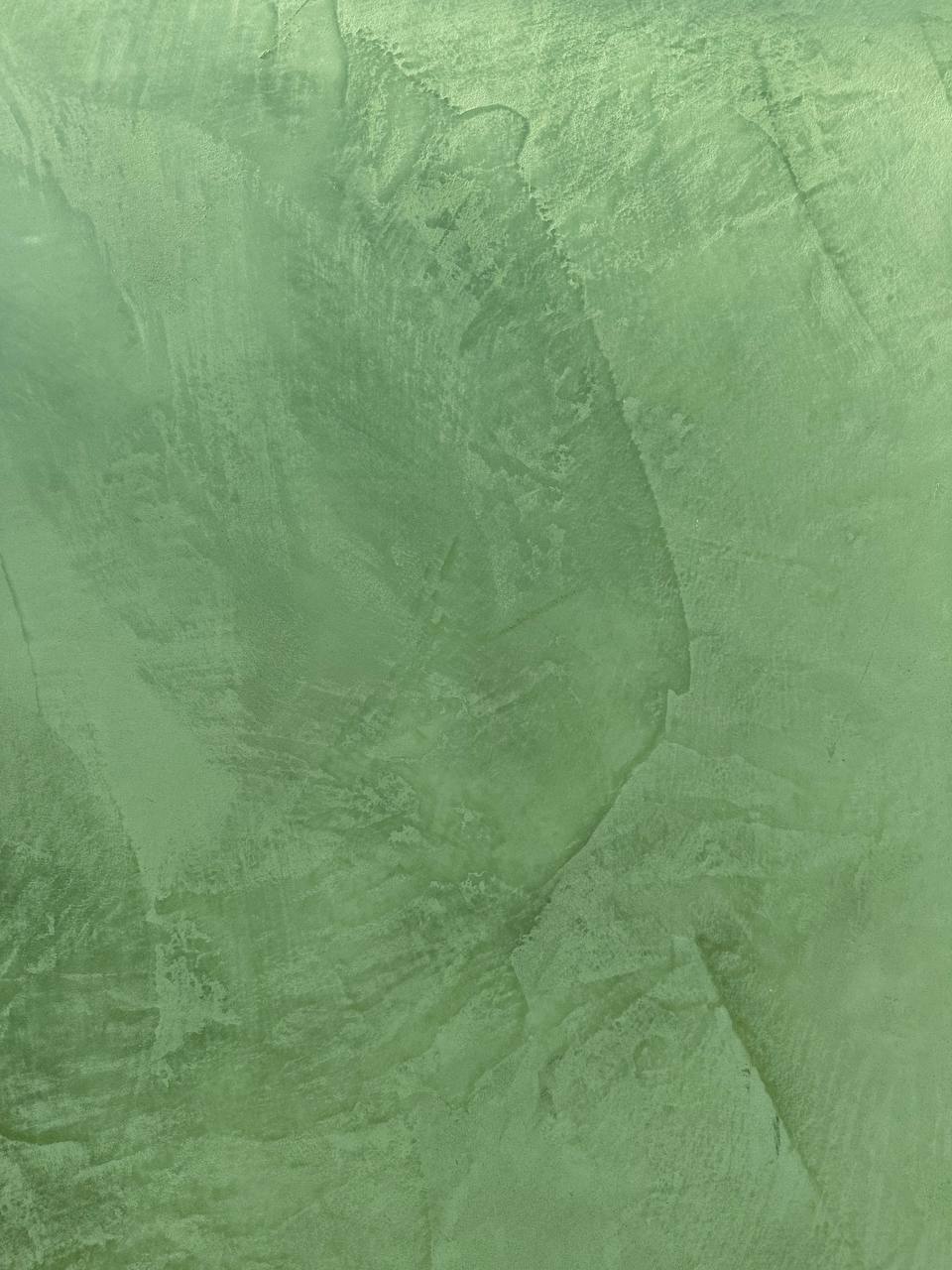 Mossy Green Marmorinus lime plaster texture in daylight