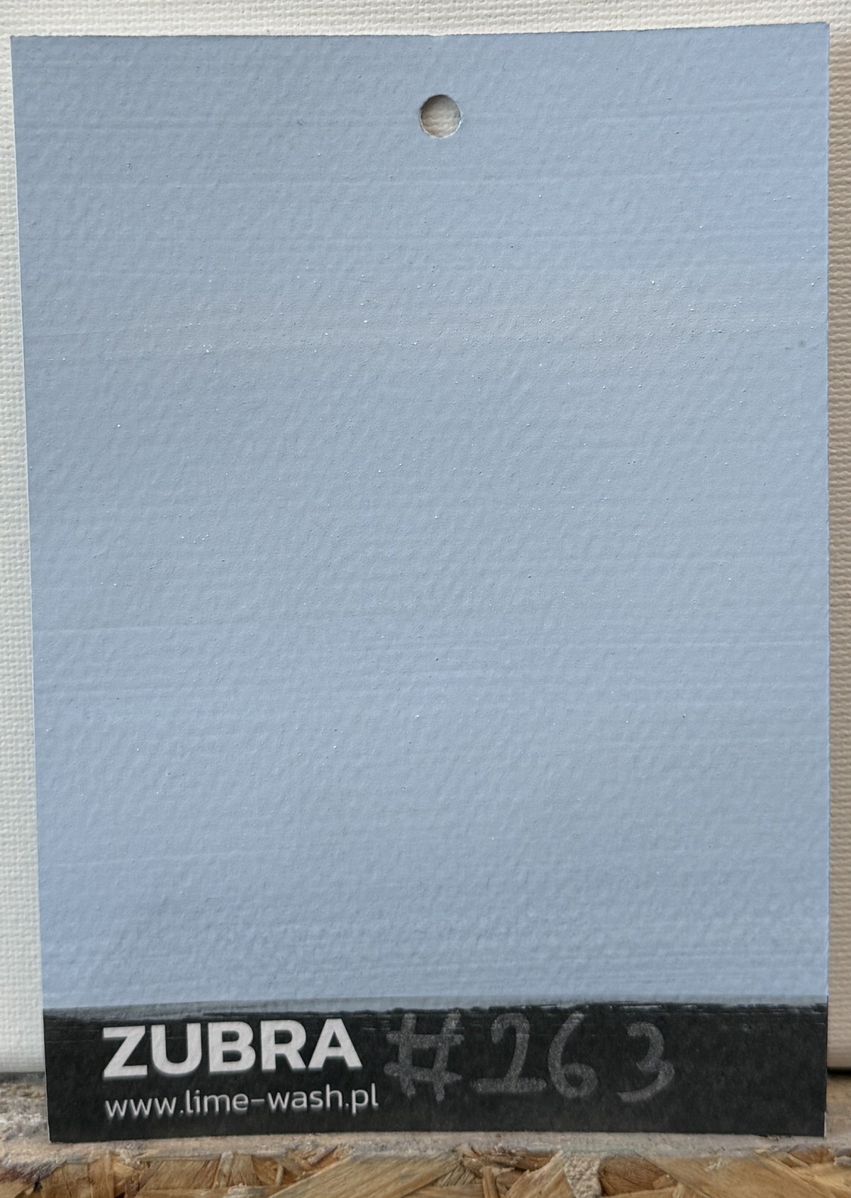 #263 Sky Powder limewash paint – hand-painted Colour Card swatch
