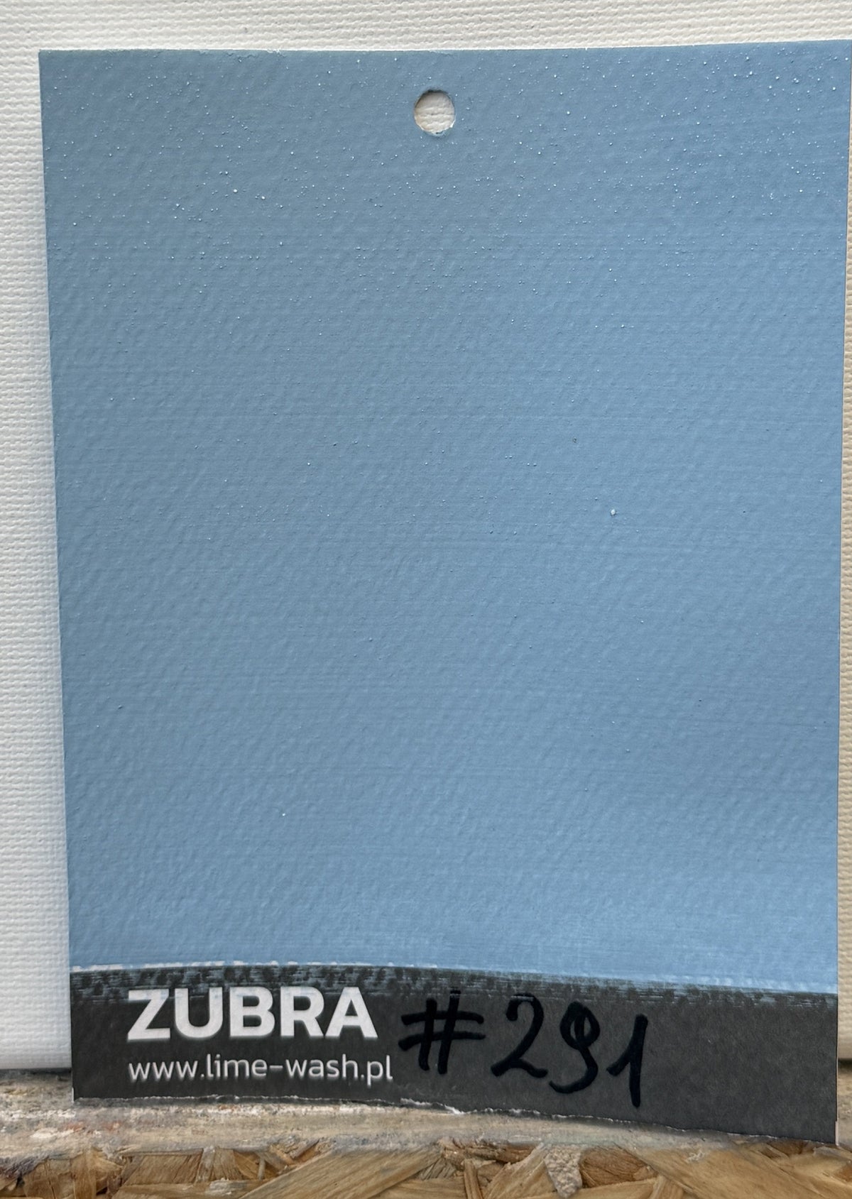 #291 Denim Haze limewash paint – hand-painted Colour Card swatch