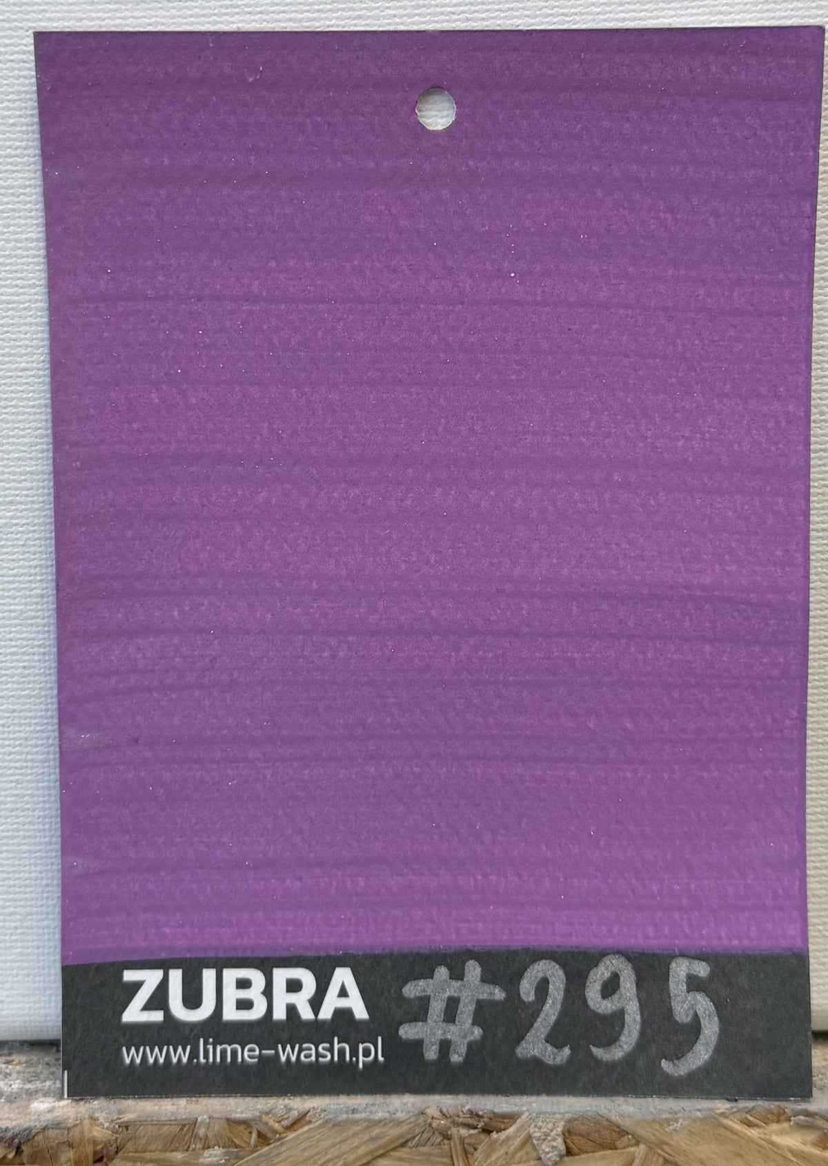#295 Wild Plum limewash paint – hand-painted Colour Card swatch